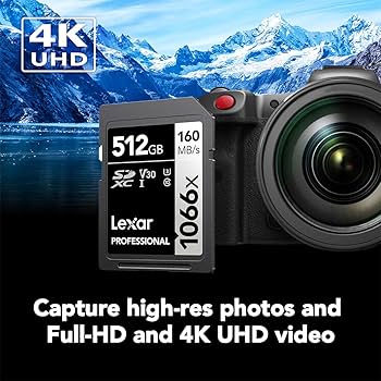 Amazon.com: Lexar 512GB Professional 1066x SD Card, UHS-I, C10, U3